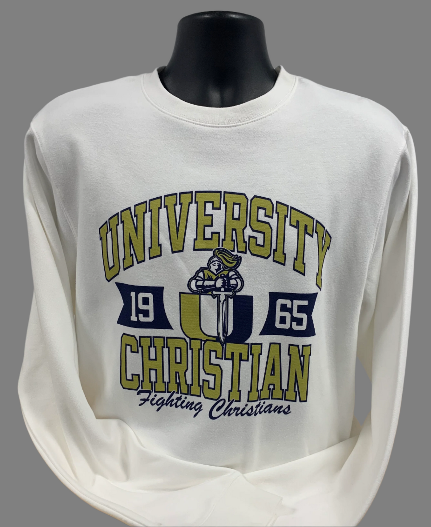 VIT Fleece District White Fighting Christian Crew Neck