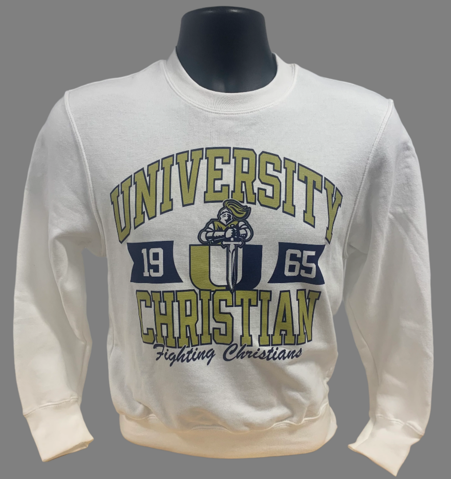 VIT District Youth White Fighting Christian Crew Neck